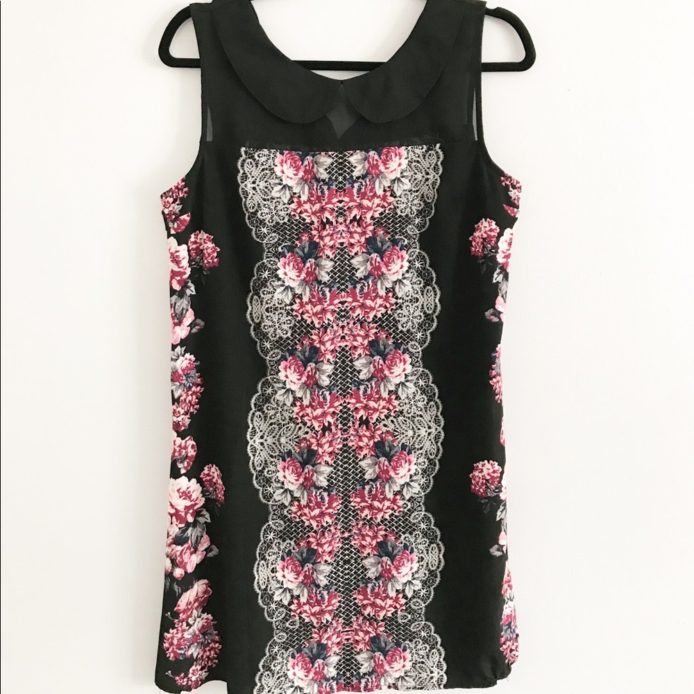 black and floral dress